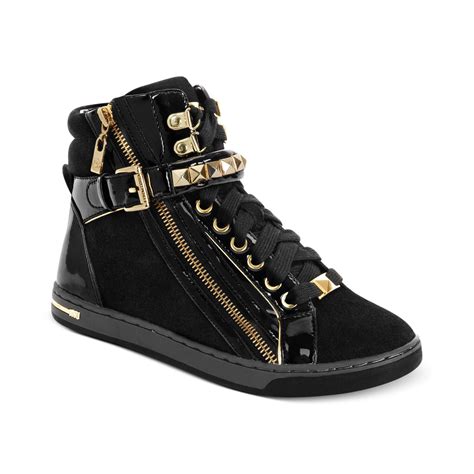 michael kors high top sneaker black gold|zappos michael kors sneakers.